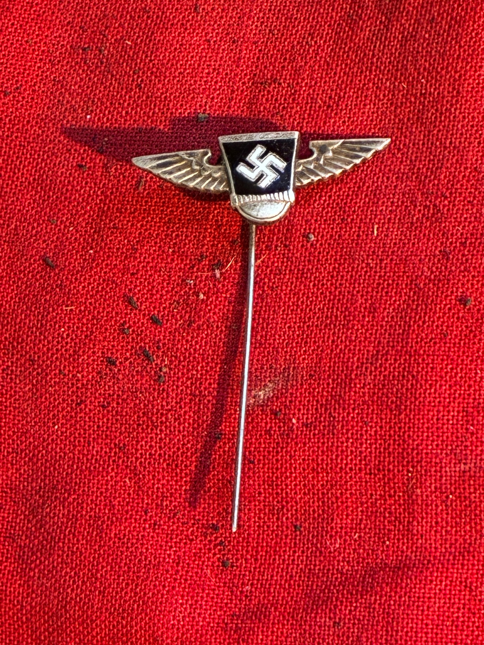 RARE WW2 GERMAN SA RESERES STICKPIN BY GES. GESCH.: RARE WW2 GERMAN SA RESERES STICKPIN BY GES. GESCH. A VERY RARE FIND. SHOWS GOOD WEAR AND USE WITH A BEAUTIFUL OVERALL PATINA. PLEASE VIEW ALL DETAILED PICTURES. A RARE EXAMPLE OF THE TIME PERIOD.