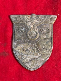 RARE WW2 GERMAN KRIM SLEEVE SHIELD IN ZINC