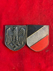 WWII German Army (Heer) Tropical Pith Helmet Insignia Eagle And National Shield(Hoheitsabzeichen)