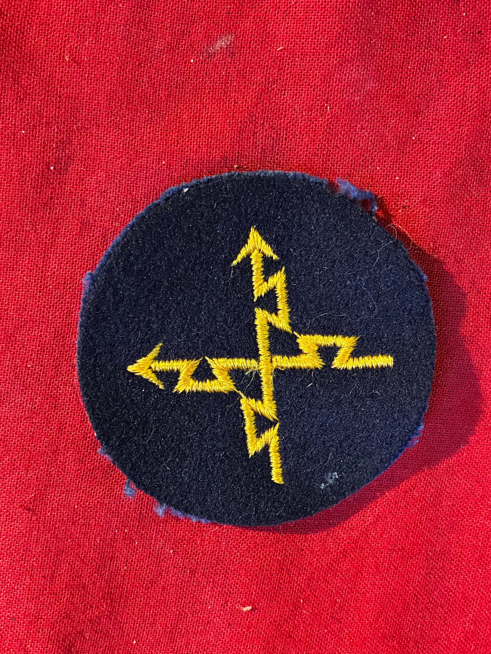 WW2 German Kriegsmarine sleeve badge teletype career: WW2 German Kriegsmarine sleeve badge teletype career. A rare find. Shows good wear and use with a beautiful overall patina.