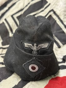 SCARCE WW2 GERMAN PANZER OVERSEAS CAP WITH SIDE DIVISION INSIGNIA