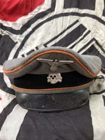 WW2 German SS officers wool visor cap Feldgendarmerie With Maker Marks & RZM Cloth Tag