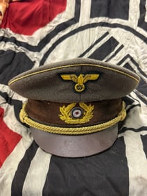 WW2 GERMAN HEER ARMY GENERALS VISOR CAP WITH ADOLF HITLER SIGNATURE