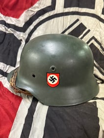 WW2 GERMAN WAFFEN-SS DOUBLE DECAL HELMET WITH LINER