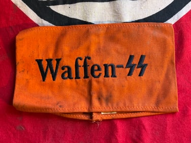 WW2 GERMAN WAFFEN SS ARMBAND WITH RZM PAPER TAG