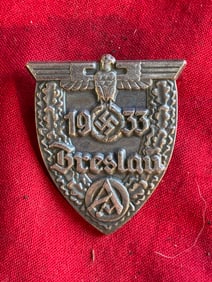WW2 German 1933 Breslau SA Rally Badge Pin