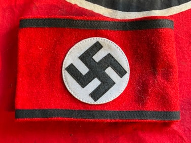 German WWII SS Member's Wool & Rayon Multi-Piece Armband with Paper SS RZM Tag