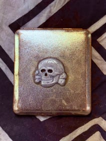WW2 GERMAN TOTENKOPF SS DEATH SKULL CIGARETTE CASE MAKER MARKED ON INSIDE