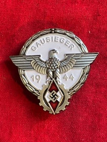 WW2 German Third Reich Hitler Youth 1939 Gausieger Badge By G. BREHMER MARKNEUKIRCHEN