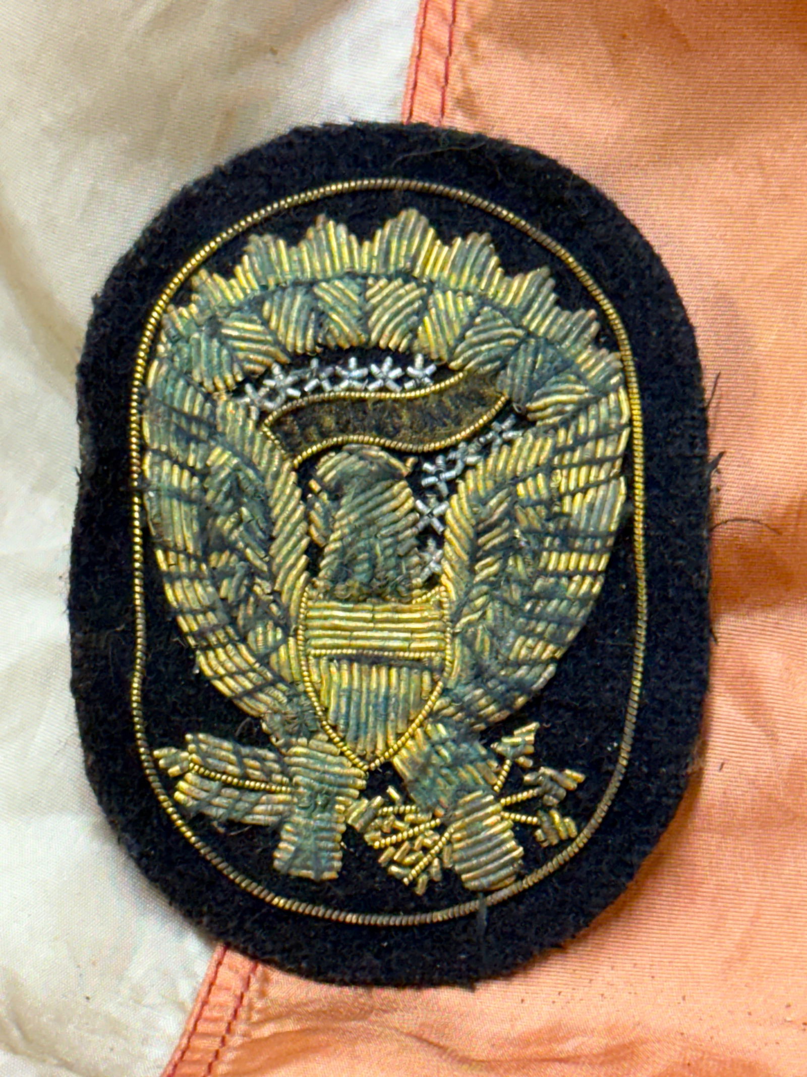 CIVIL WAR HARDEE HAT SIDE CLOTH EAGLE BADGE BY SCHUYLER HARTLEY & GRAHAM: CIVIL WAR HARDEE HAT SIDE CLOTH EAGLE BADGE BY SCHUYLER HARTLEY & GRAHAM. A VERY RARE EXAMPLE THAT IS IN MINT OVERALL SHAPE AND CONDITION WITH A BEAUTIFUL OVERALL PATINA. HAS A GREAT LOOK TO IT WITH A