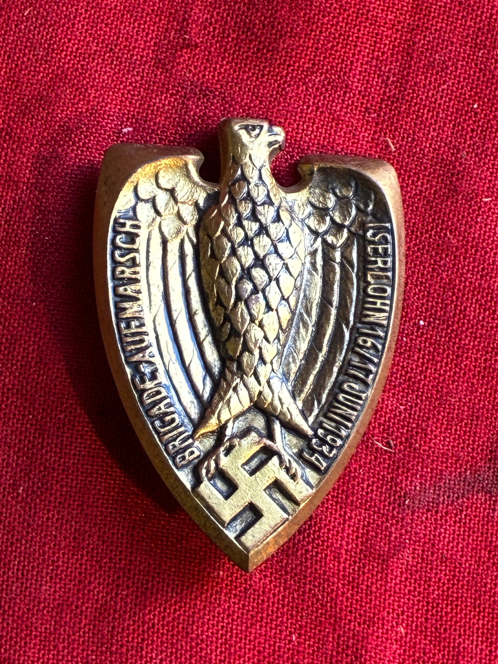 Rare WW2 German 1932 NSDAP Tinnie: Hitlertag Pasewalk, 25.10.32: Rare WW2 German 1932 NSDAP Tinnie: Hitlertag Pasewalk, 25.10.32. Hitler was treated in a psychiatric hospital in Pasewalk for hysterical blindness at the end of WWI. In 1934 the 'Nationalsozialistisch