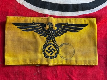 German NON-MEMBERS OF THE ARMED FORCES ARMBAND WITH INSPECTION STAMP