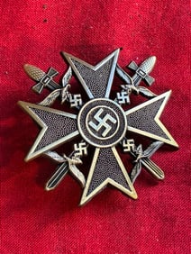 WWII GERMAN 3RD REICH SPANISH CROSS BADGE W SWORDS