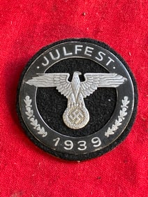 WW2 German SS Julfest 1939 Tinnie badge By Wittmann Munchen
