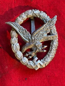 German WWII Luftwaffe Air Gunner and Flight Engineer Badge with Lightning Bolts by B&NL