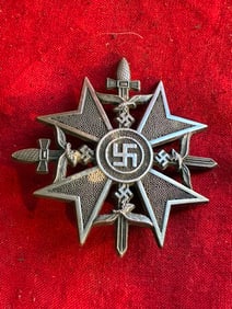 RARE WW2 GERMAN SPANISH CROSS IN SILVER WITH SWORDS