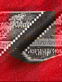 German WW2 Tinnie Badge 1937 WHW 1938 Unser Opfer Gau Dusseldorf