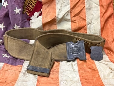 ANTIQUE ALCATRAZ GUARD CALIFORNIA BELT, BUCKLE, AND BADGE