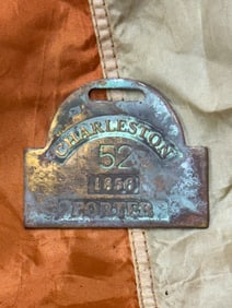 DATED 1856 CHARLESTON #52 PORTER SLAVE TAG SERVANT ID