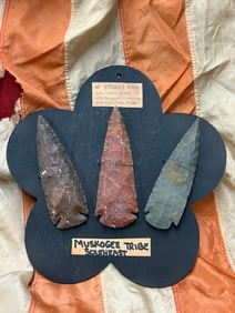 1800'S MUSKOGEE TRIBE SOUTH EAST FRAMED ARROW HEADS BY W. STOKES KIRK