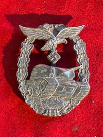 RARE LATE WAR UNMARKED LW PANZER ASSAULT BADGE FOR “HERMAN GORING “ DIVISION