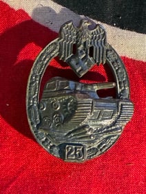 RARE WW2 GERMAN ASSAULT BADGE FOR 25 ENGAGEMENTS IN SILVER