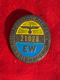 WW2 German artillery karlshagen badge no 21828