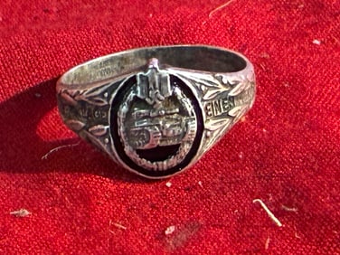 WWII GERMAN THIRD REICH TANK ASSAULT RING IN 800 SILVER