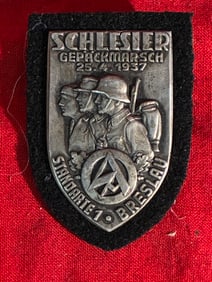 1937 Third Reich Silesia Wroclaw SA Baggage March Championship Badge.