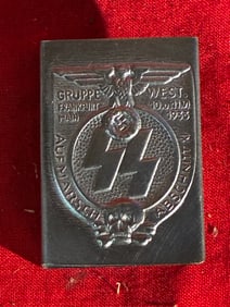 EARLY WW2 GERMAN WAFFEN SS TOTENKOPF MATCHBOX SILVER CASE