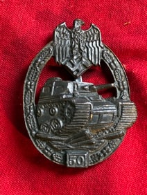 WW2 German Army / Waffen SS Special Grade 50 Engagements Panzer Assault Badge