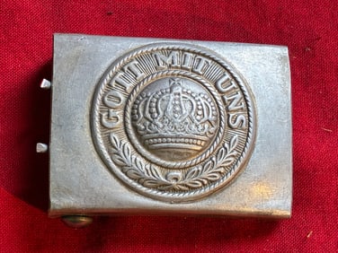 RARE WW1 IMPERIAL GERMAN GOTT MIT UNS BELT BUCKLE BY RZM M34/2