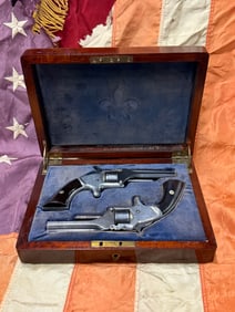 CASED CIVIL WAR MATCHING PAIR OF (2) SMITH & WESSON SPRINGFIELD MASS. POCKET REVOLVERS