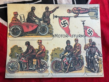 WW2 German 3rd Reich Germany Sturmabteilung Motor Sturm Paper Cutout Dolls