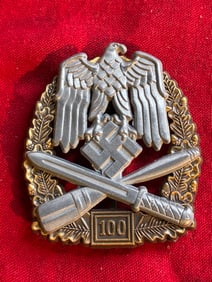 WWII GERMAN 100 ENGAGEMENTS GENERAL ASSAULT BADGE BY JFS