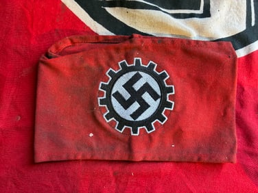 WW2 GERMAN DAF LABOR FRONT ARMBAND WITH RZM PAPER TAG