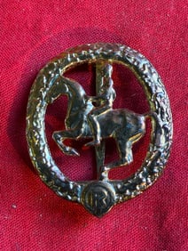 WW2 German Horsemans Reiter Silver Qualification Badge - Maker Marked