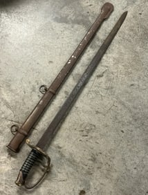 CIVIL WAR CONFEDERATE CSA FULLY ENGRAVED SWORD SABER WITH SHEATH