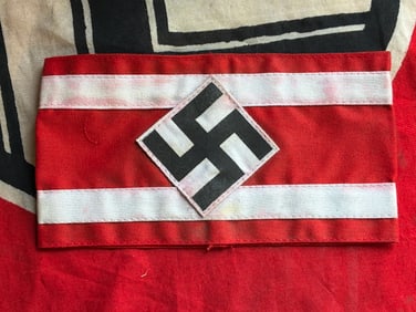 WW2 GERMAN MULTI PIECE CONSTRUCTION HJ HITLER YOUTH ARMBAND WITH RZM PAPER TAG