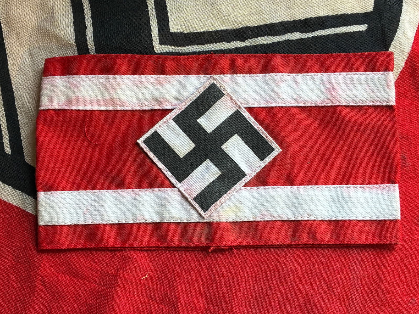 WW2 GERMAN MULTI PIECE CONSTRUCTION HJ HITLER YOUTH ARMBAND WITH RZM PAPER TAG
