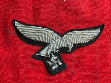 GERMAN WWII LUFTWAFFE OFFICER SILVER BULLION WIRE TUNIC EAGLE