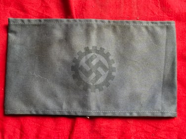 WW2 GERMAN DAF LABOR CORPS TUNIC ARMBAND WITH RZM PAPER TAG