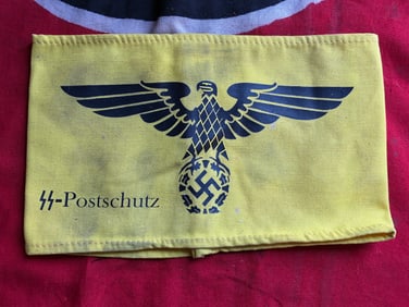 EARLY WW2 GERMAN STRIGHT WINGS WAFFEN-SS POSTSCHUTZ ARMBAND