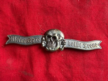 WWII GERMAN THIRD REICH SS TOTENKOPF SILVER PIN BY RZM M1/34