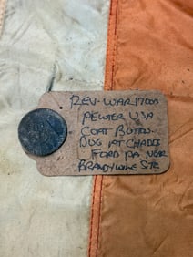 REVOLUTIONARY WAR U.S.A. PEWTER COAT BUTTON DUG IN CHADS FORD, PA NEAR BRANDYWINE SITE