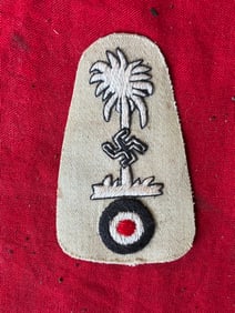 WW2 GERMAN AFRIKA KORPS TROPICAL M43 CAP CLOTH BADGE