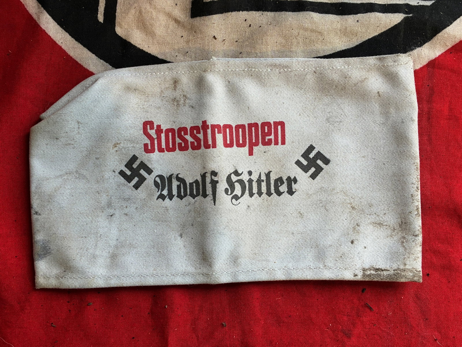 WW2 GERMAN STOSSTROOPEN ADOLF HITLER ARMBAND: WW2 GERMAN STOSSTROOPEN ADOLF HITLER ARMBAND. A RARE FIND. SHOWS GOOD WEAR AND USE WITH A BEAUTIFUL OVERALL PATINA. SHOWS GOOD WEAR AND USE. PLEASE VIEW ALL DETAILED PICTURES. A RARE EXAMPLE OF THE TI
