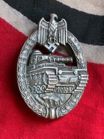 WW2 German Panzer assault badge in silver maker marked