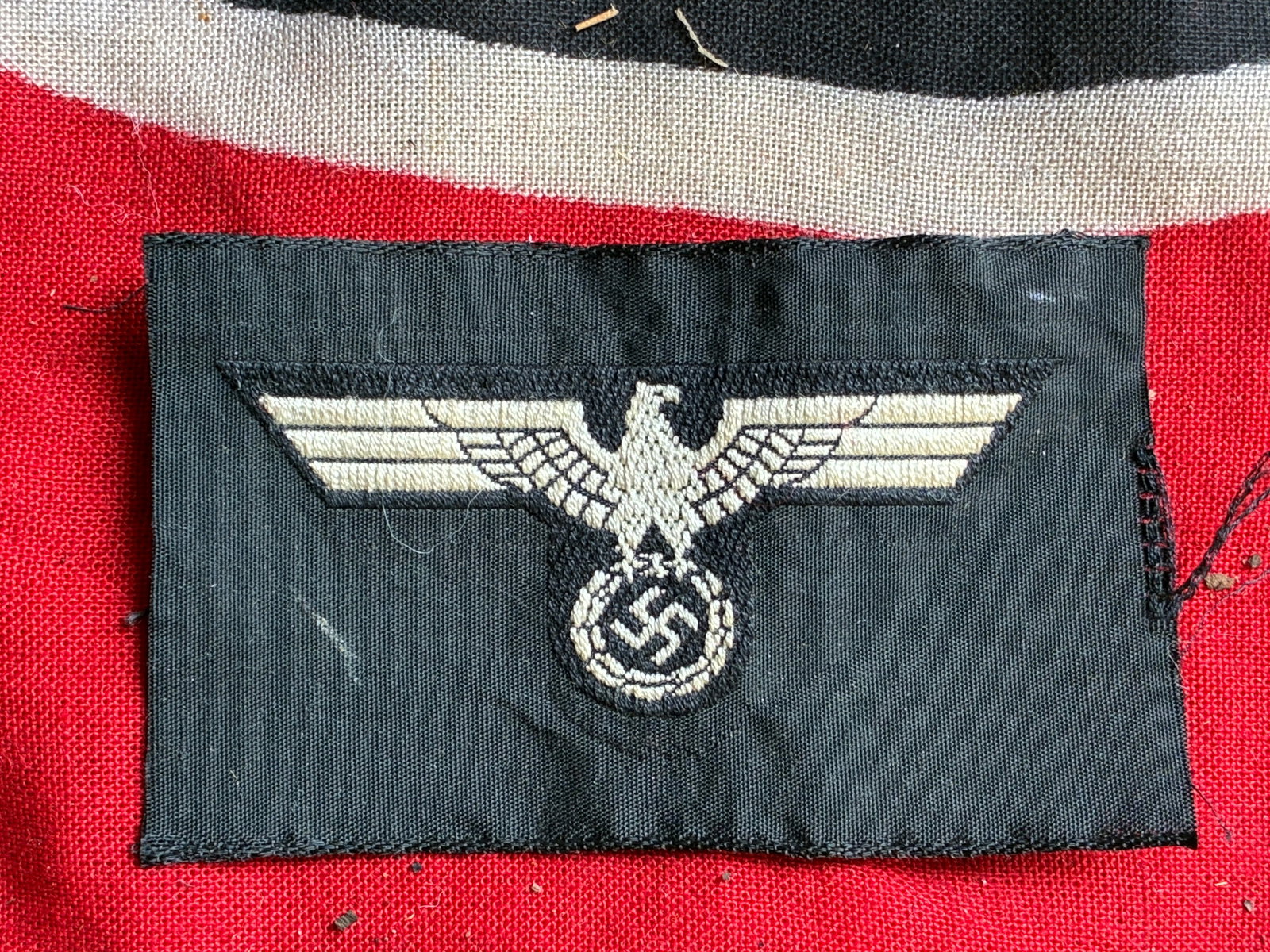 WWII German Panzer M43 / Overseas Cap Eagle: WWII German Panzer M43 / Overseas Cap Eagle. Shows good wear and use with a beautiful overall patina. Please view all detailed pictures. A rare example of the time period.