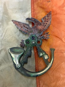 1840'S PRE CIVIL WAR MILITIA OFFICER SHAKO HEADGEAR BADGE INSIGNIA